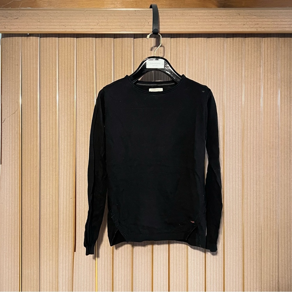 Wrangler Black Women’s Crew Neck with Rib Trimmings in Cotton / Metallic